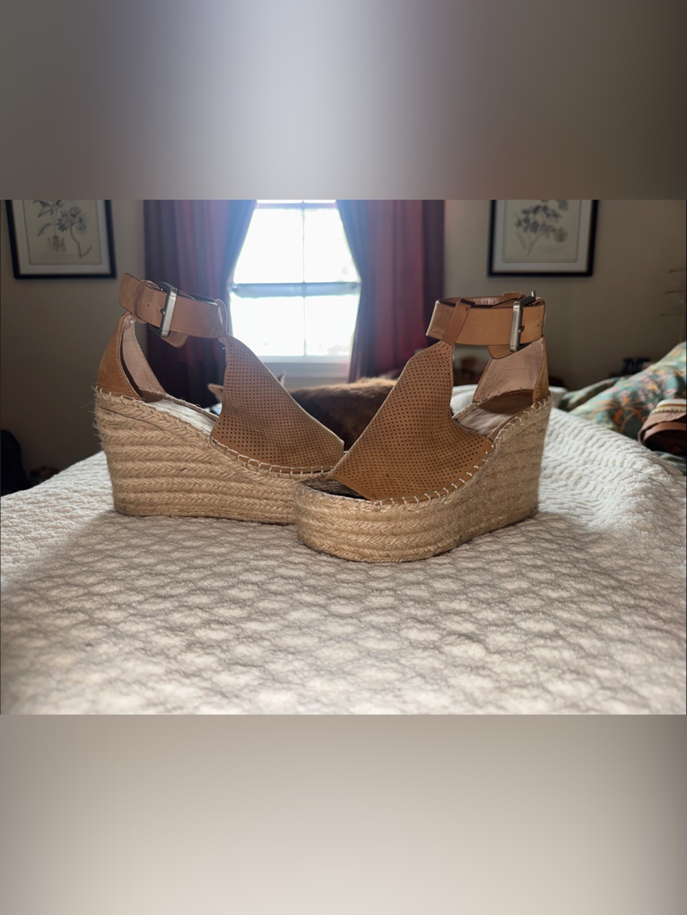 Marc Fisher Tan Espadrille Wedge Sandals 5.5